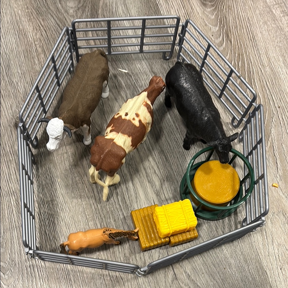 Farm Animal Playset with Brown, Black, and Cream Figures